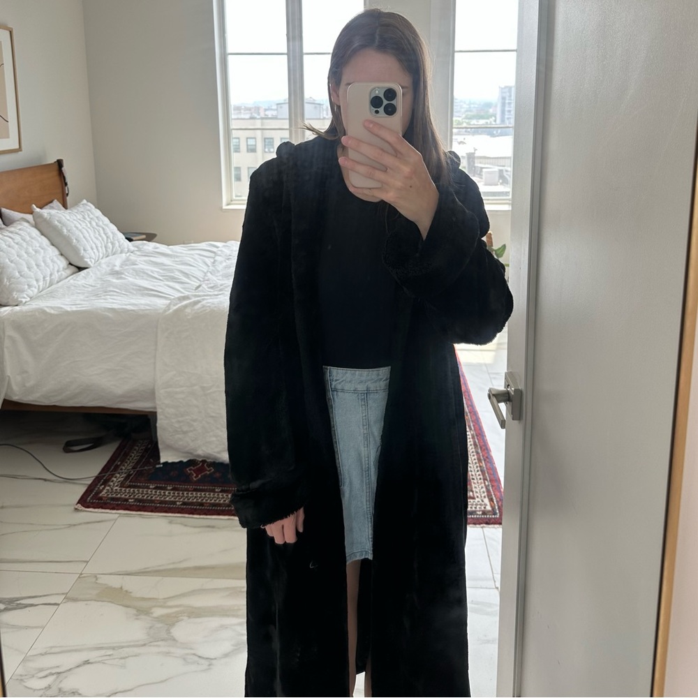 Black faux fur jacket